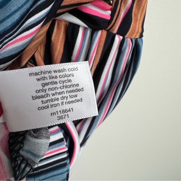 New LANE BRYANT Illusion Stripes Peplum Tunic Faux Wrap Top Size 22 24 Babydoll - Picture 10 of 14